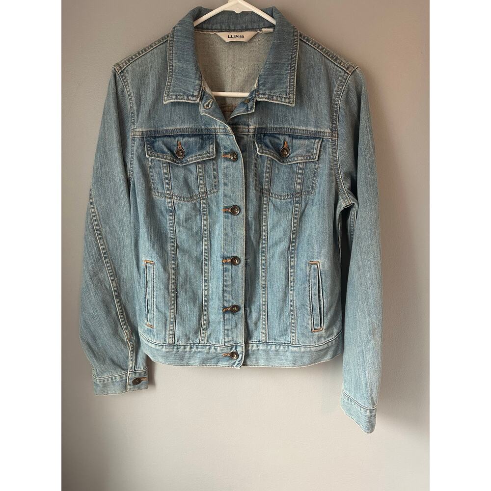 LL Bean Denim Jean Jacket Womens Small Blue Long Sleeve